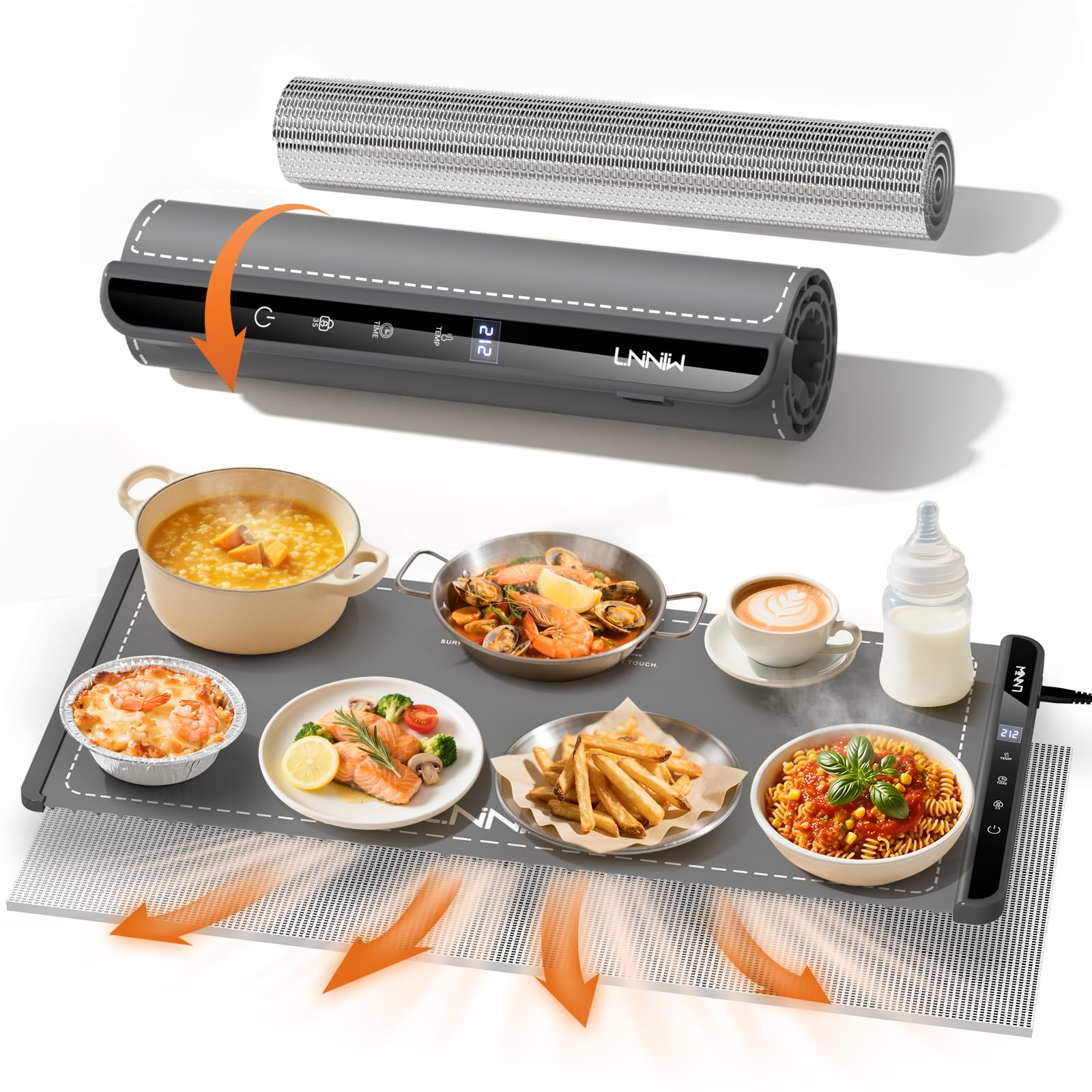 LNNIW extra-large warming mat with heat-resistant pad safely supports family meals