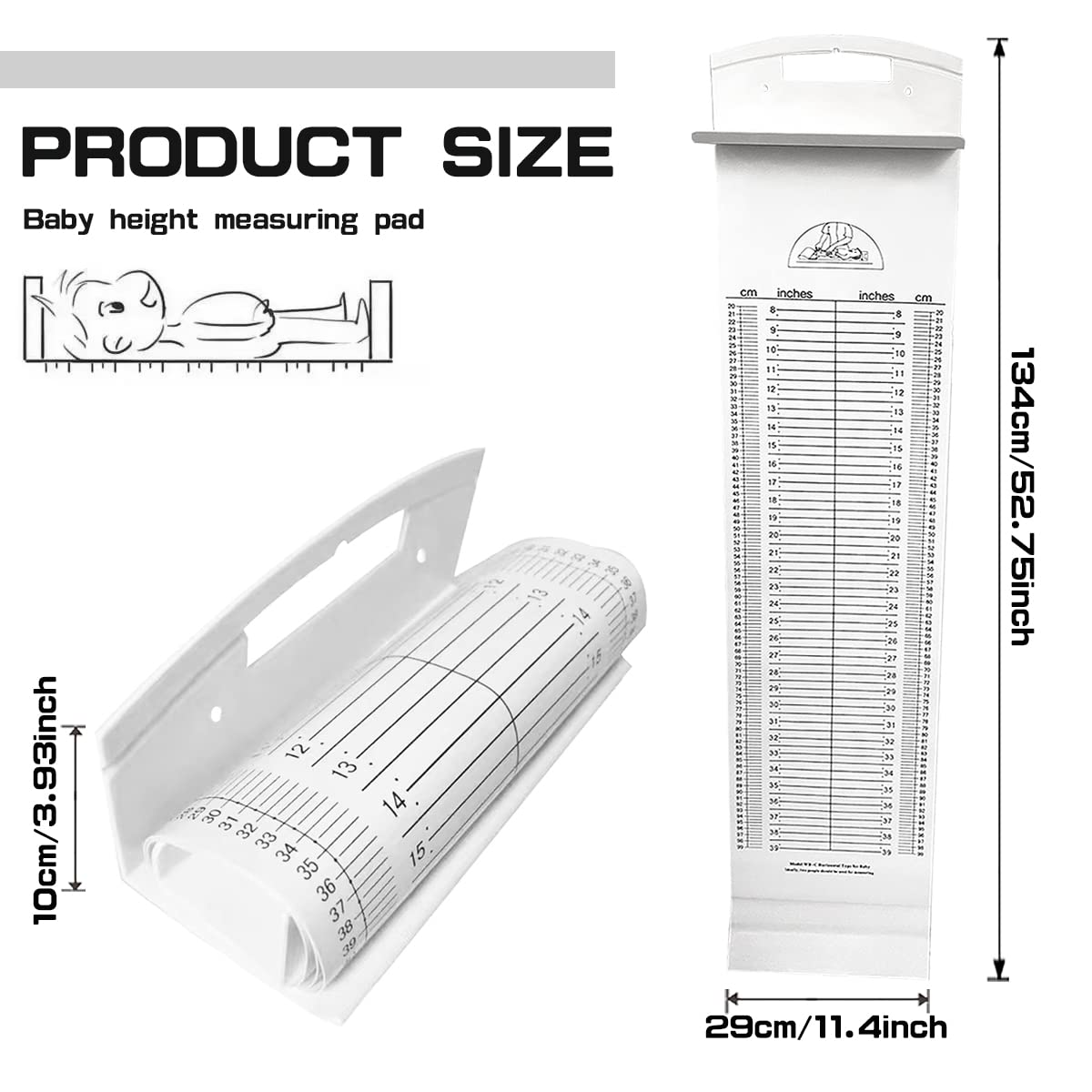 LNQ LUNIQI growth chart mat infant showing graphic instructions for confident measuring