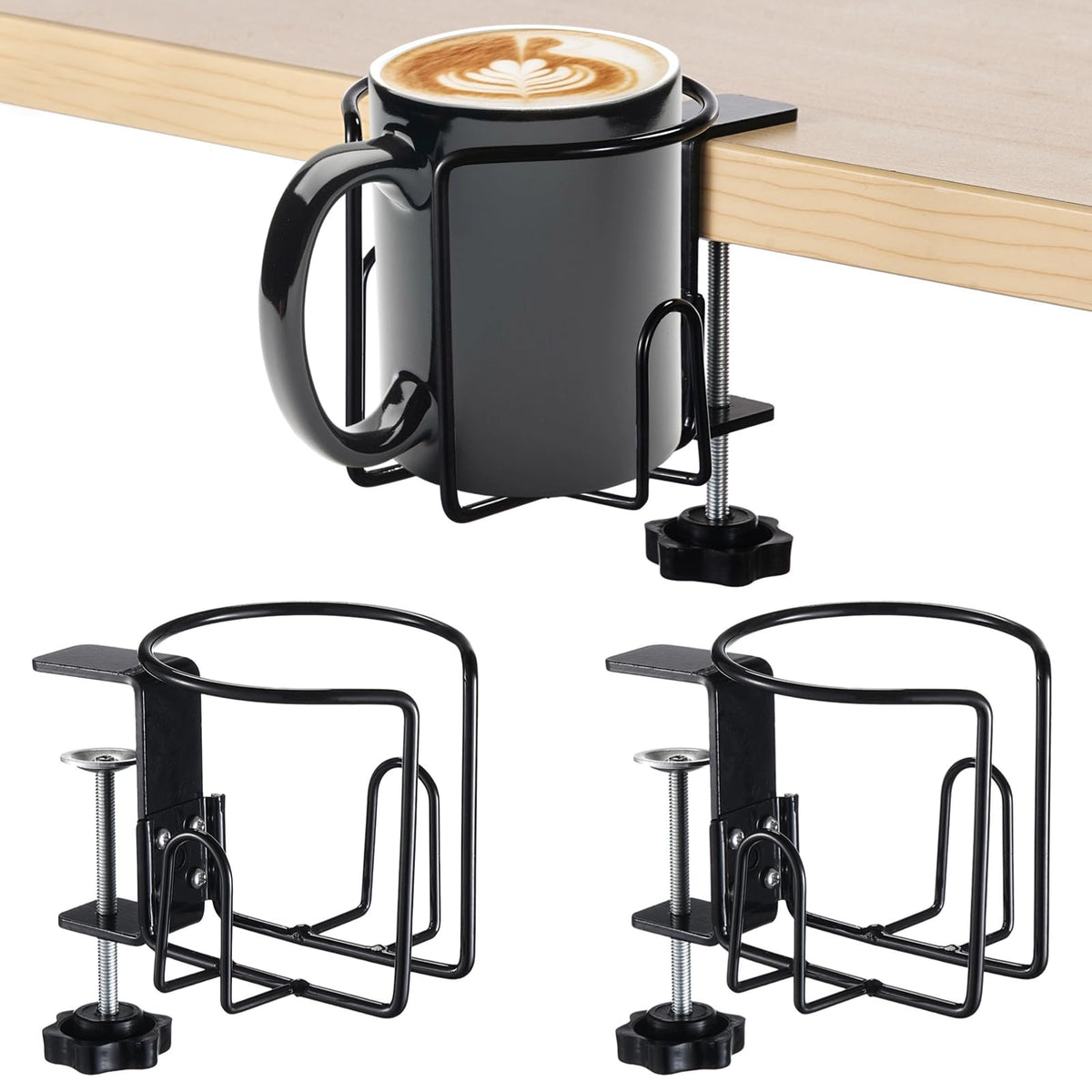 Lnrueg desk cup holder 3-pack clamps securely for anti-spill stability