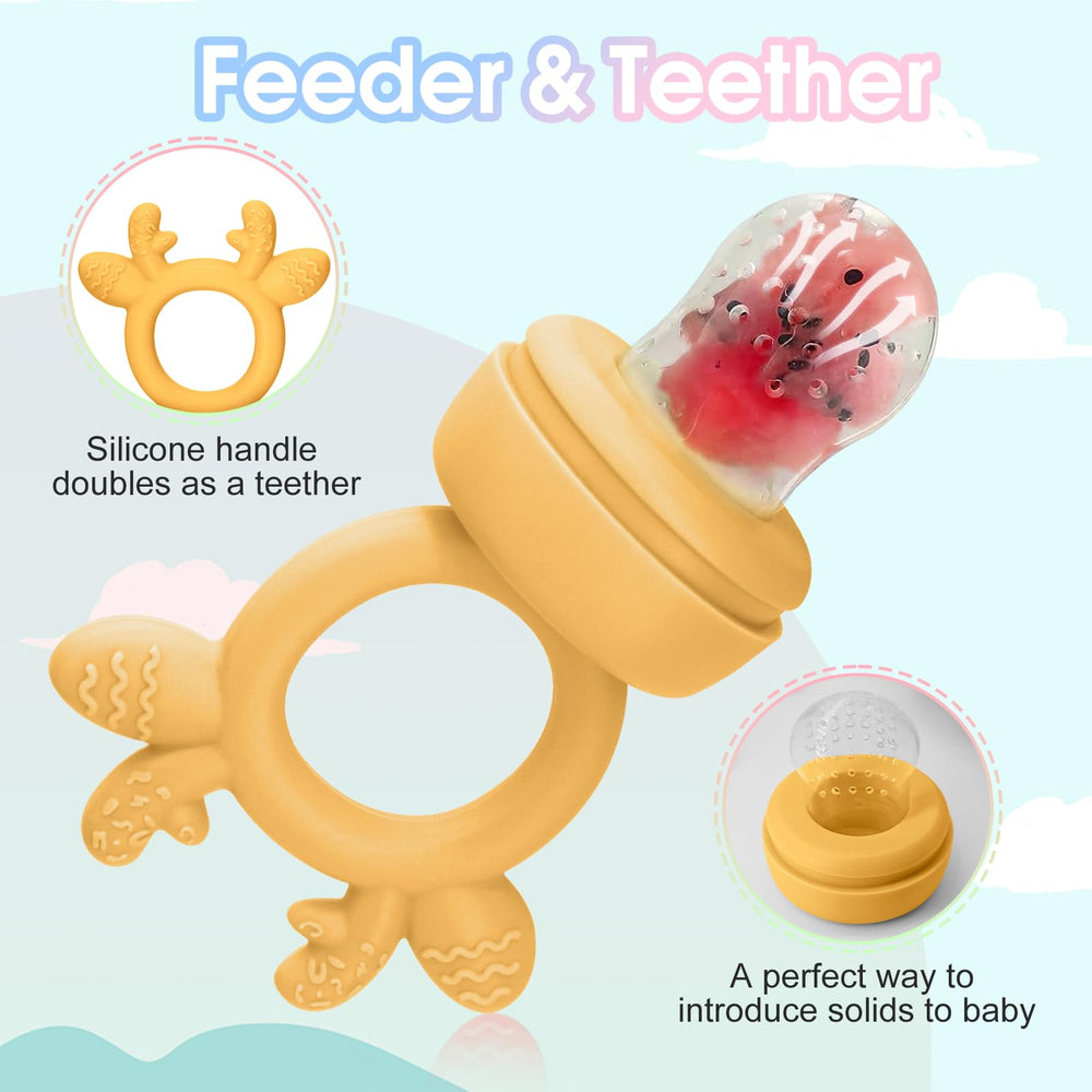 Lnxusoqs teething handle doubles as a toy during feeding