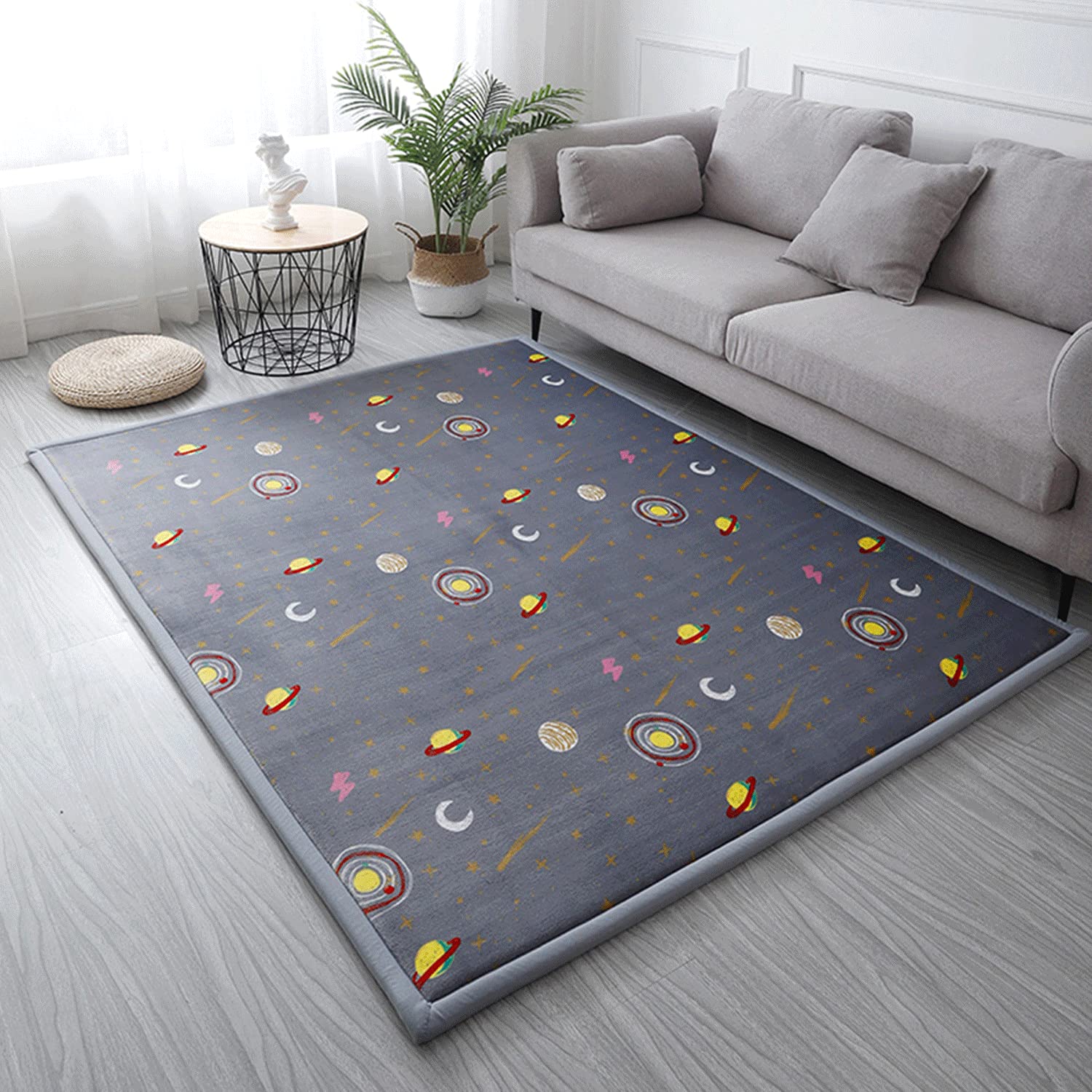 Loartee coral velvet area rug with memory foam provides soft cushioning for toddlers.
