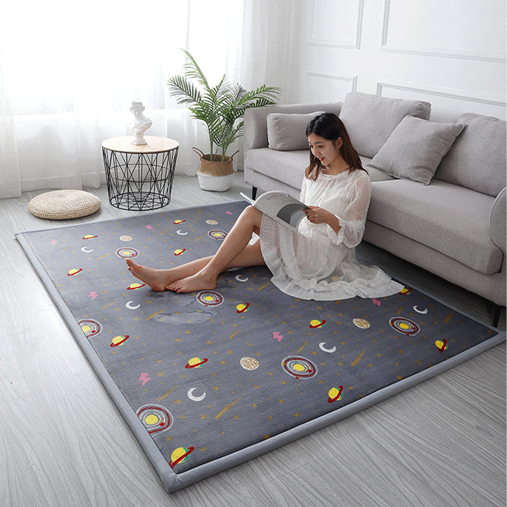 Loartee Coral Velvet Area Rug large size fits living rooms and nurseries