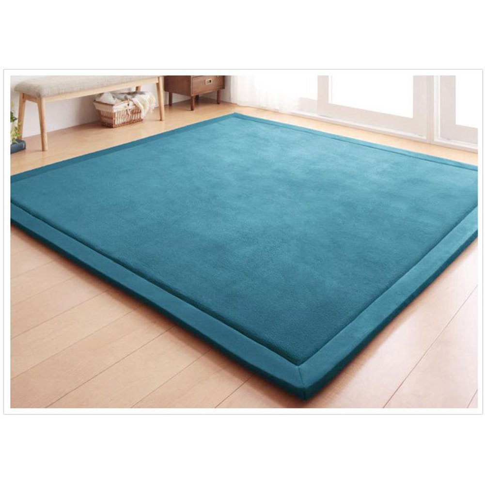 Loartee coral velvet crawling rug blue close-up texture for soft toddler play