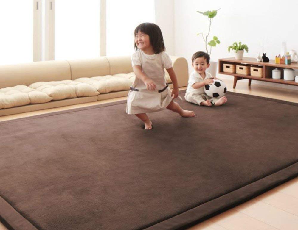 Loartee crawl rug Coffee: non-slip base helps keep kids safe during play.