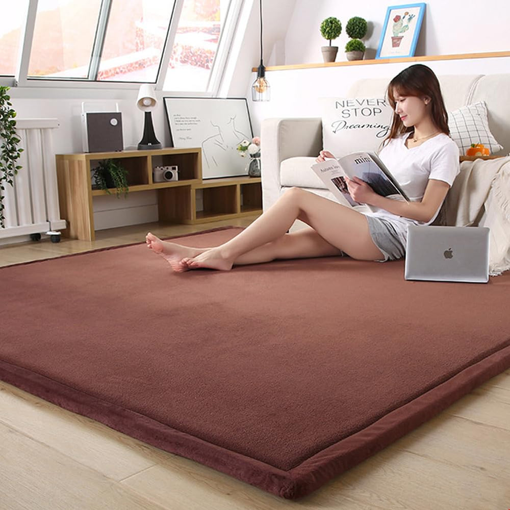 Loartee crawling rug: machine-wash friendly with a bag and softener.