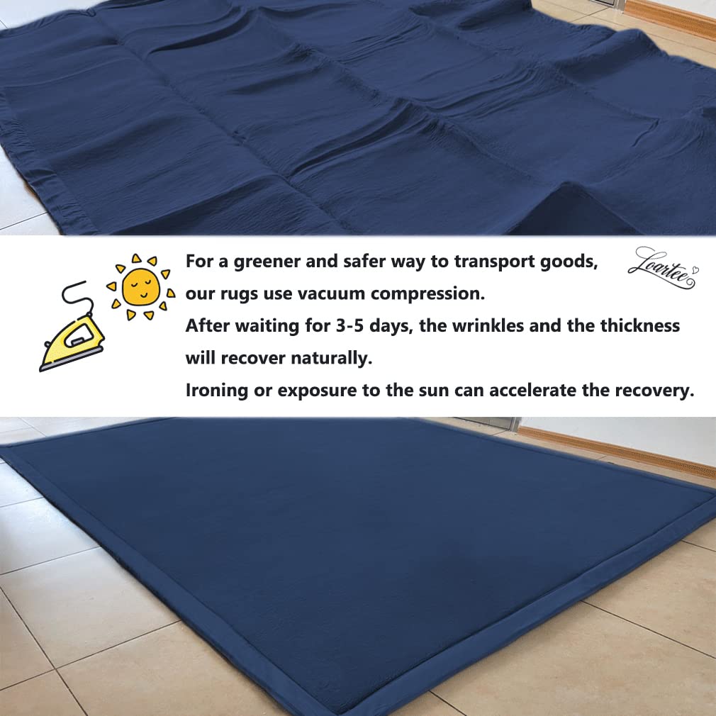 Loartee large-area rug providing ample space for siblings to share toys