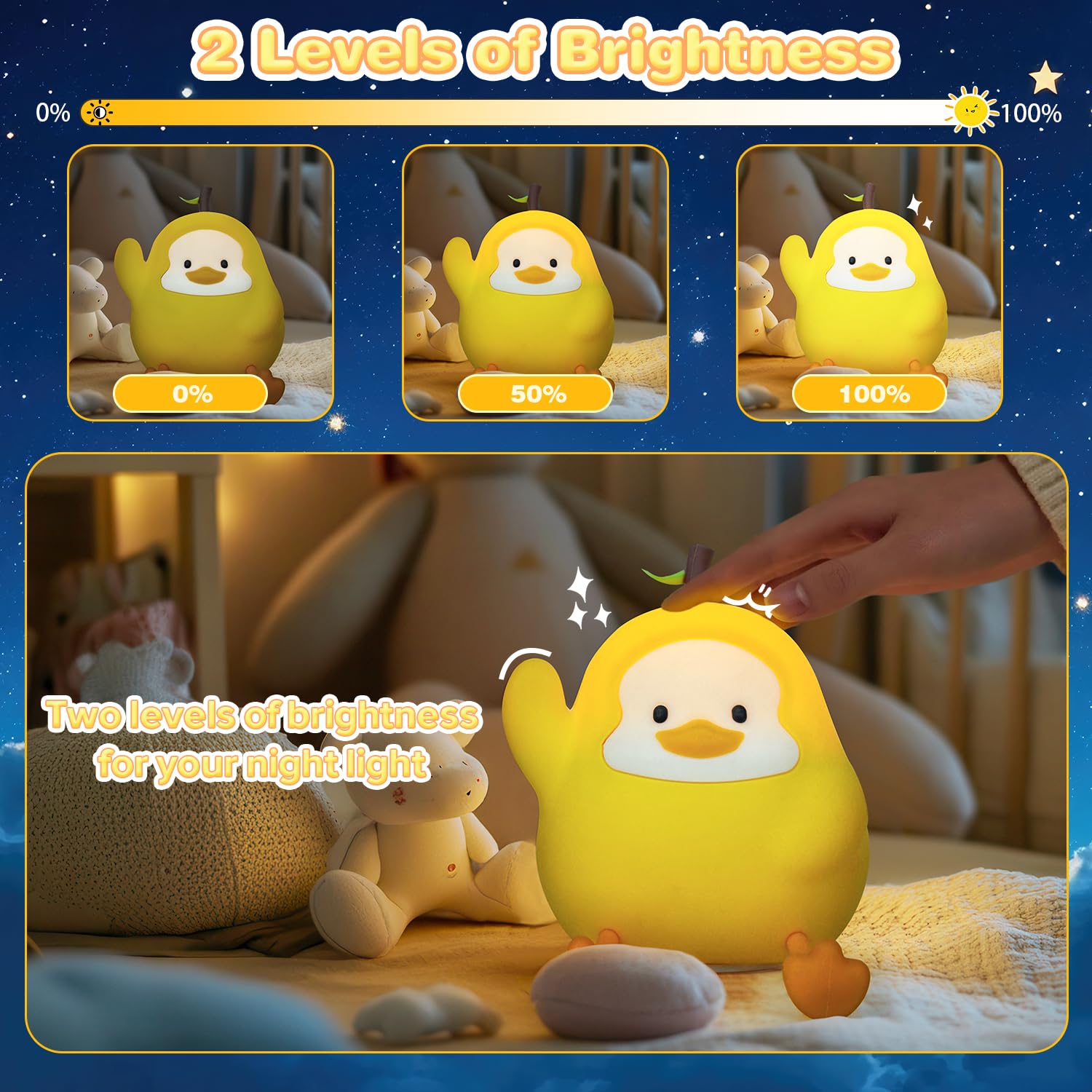 loatme rechargeable 1200mAh night light lasts up to 10 hours per charge