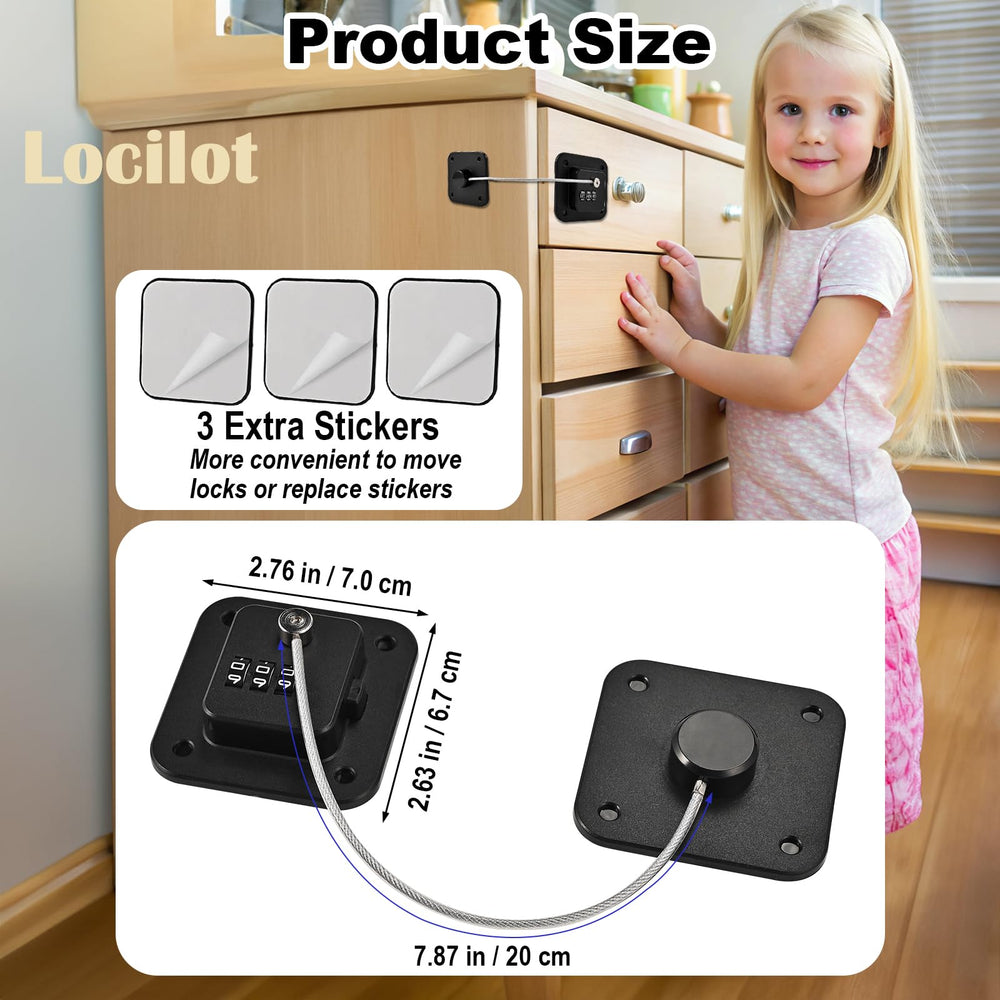 Locilot lock system shows durable ABS base and high-strength steel wire.