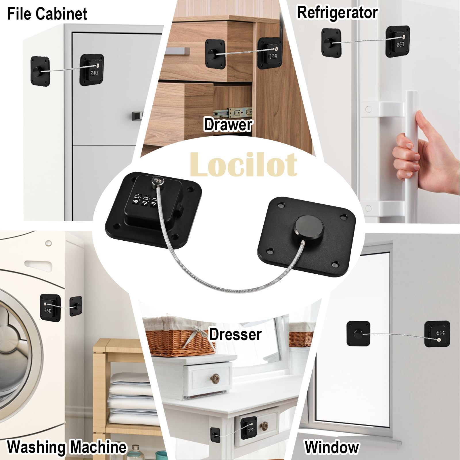 Locilot lock 3-digit dial on a cabinet enables simple password control.