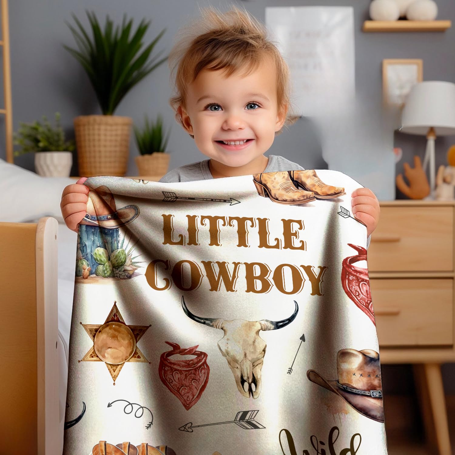 Locobird western blanket with cowboy pattern ideal for cozy naps.