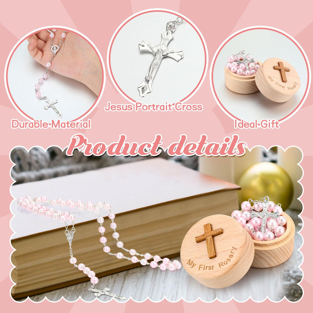 Loetere keepsake wooden box rosary—compact and durable keepsake for kids.