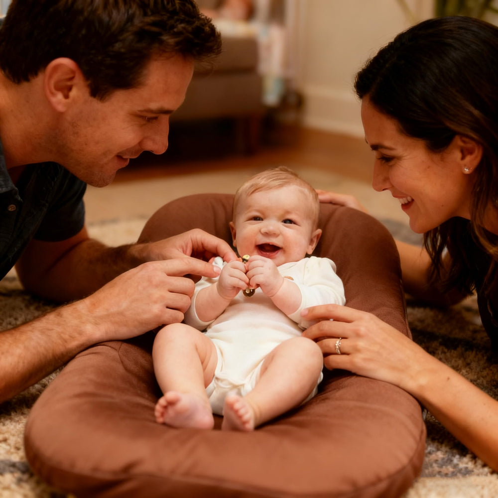 Loevin baby lounger suitable for ages 0 to 24 months.