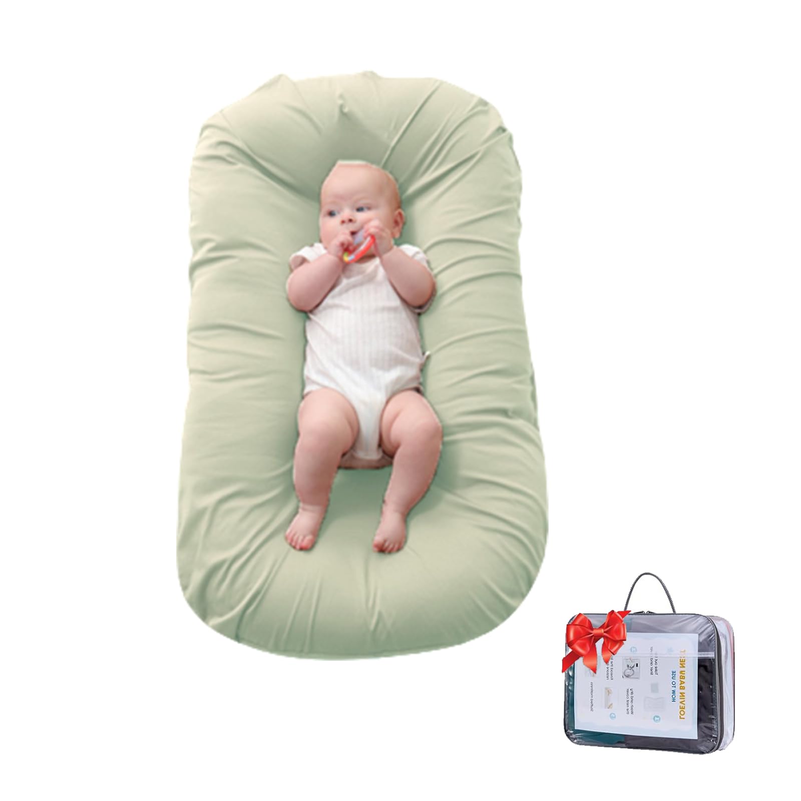 Loevin Baby Lounger with breathable cotton cover for cozy skin.