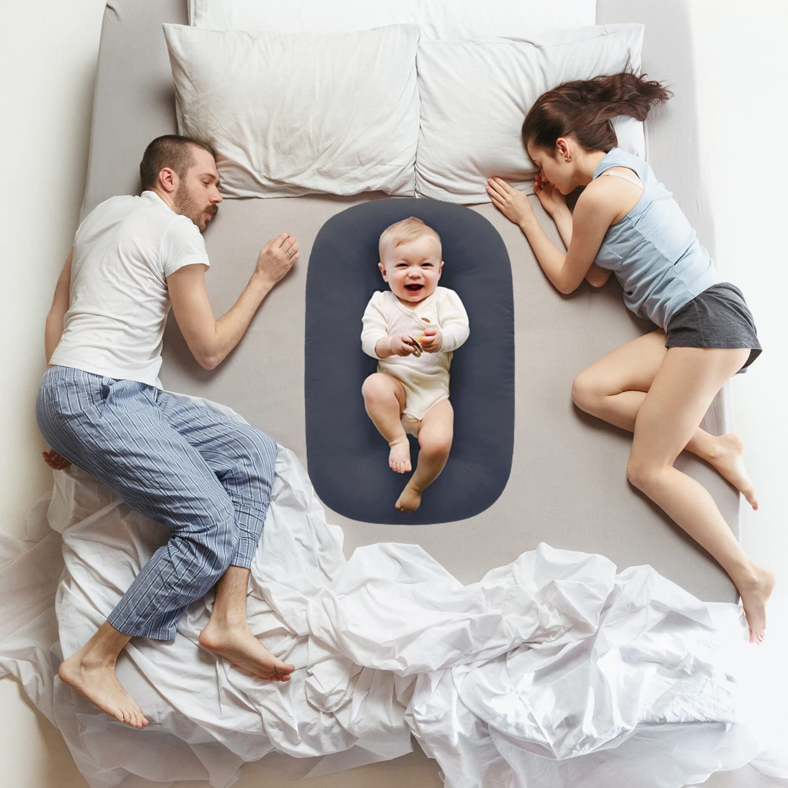 Loevin baby lounger supports newborn to about 12 months of use.