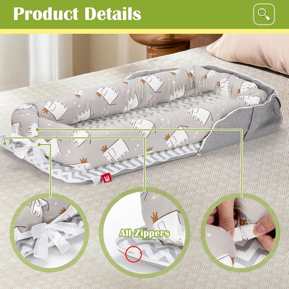 Loevin lounger size 33.4 by 17.7 inches provides room to grow