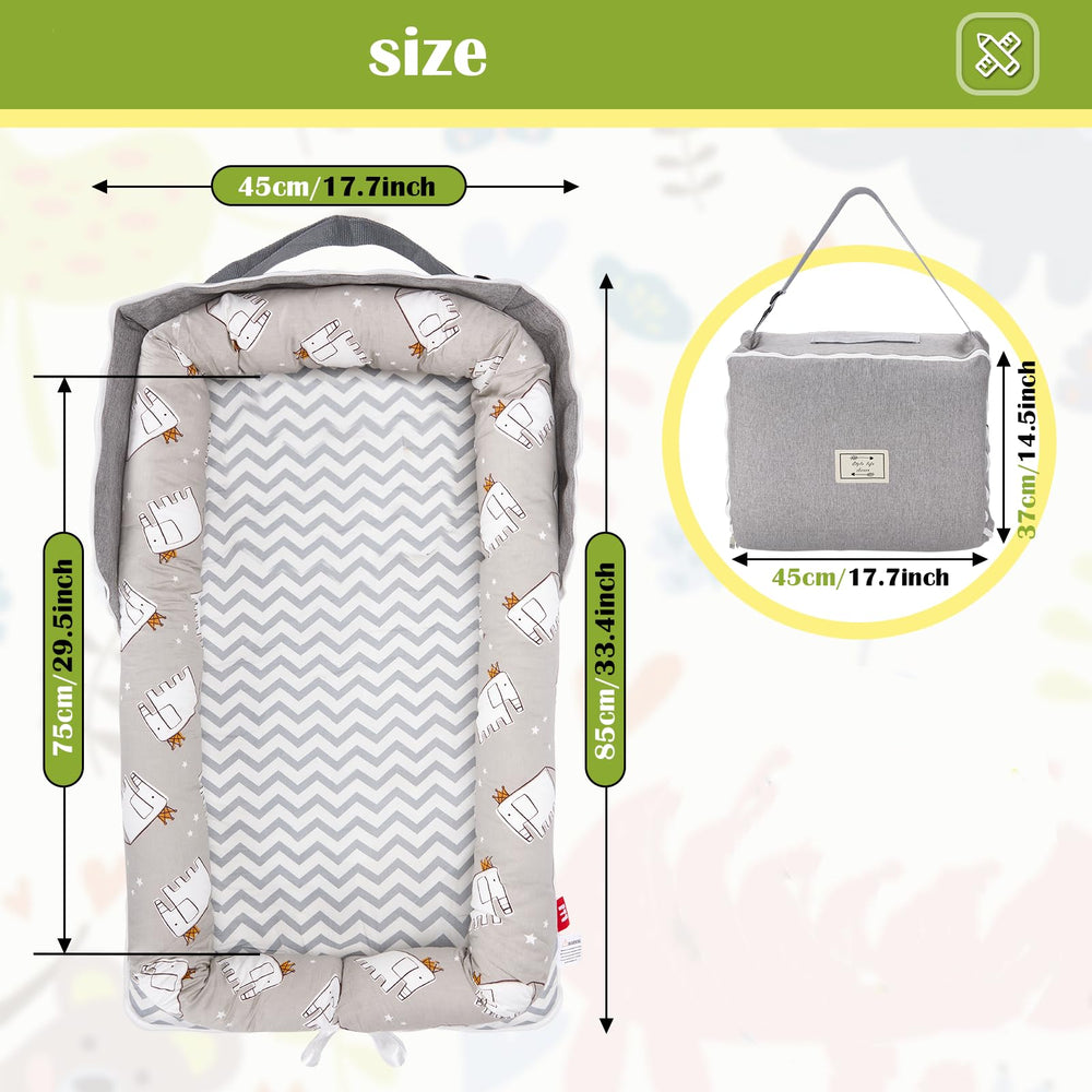 Loevin Baby Lounger uses soft cotton cover for cozy tummy time.