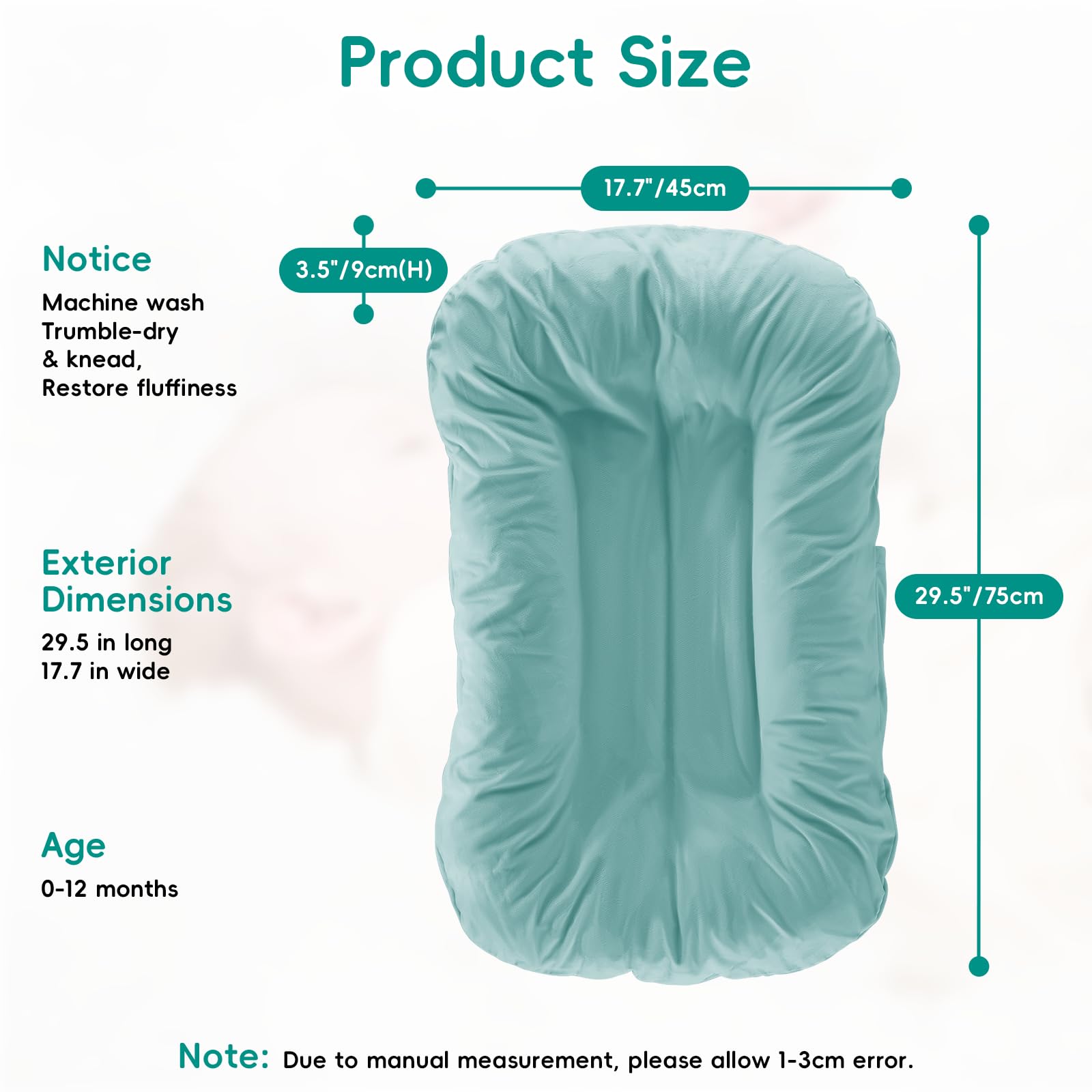 Loevin Baby Lounger travel-ready for floors or bassinets.
