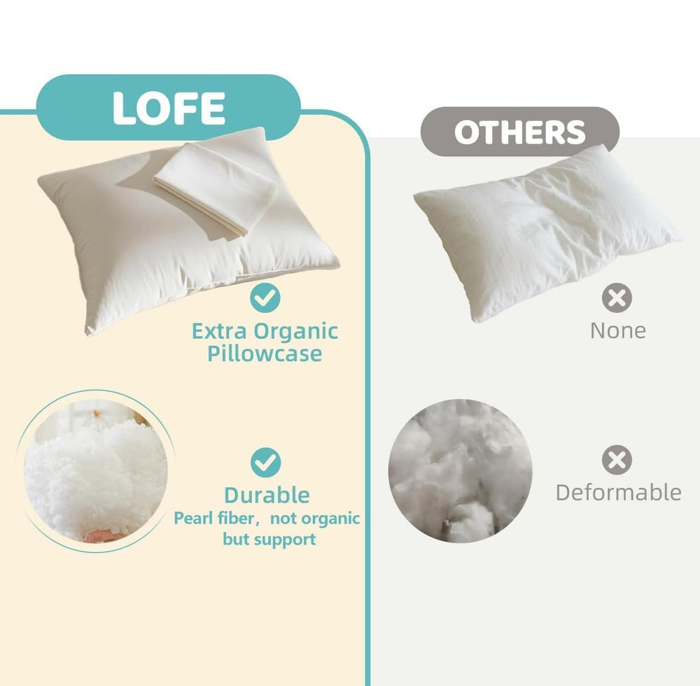 LOFE pillowcase soft cotton shows breathable, easy-care fabric.