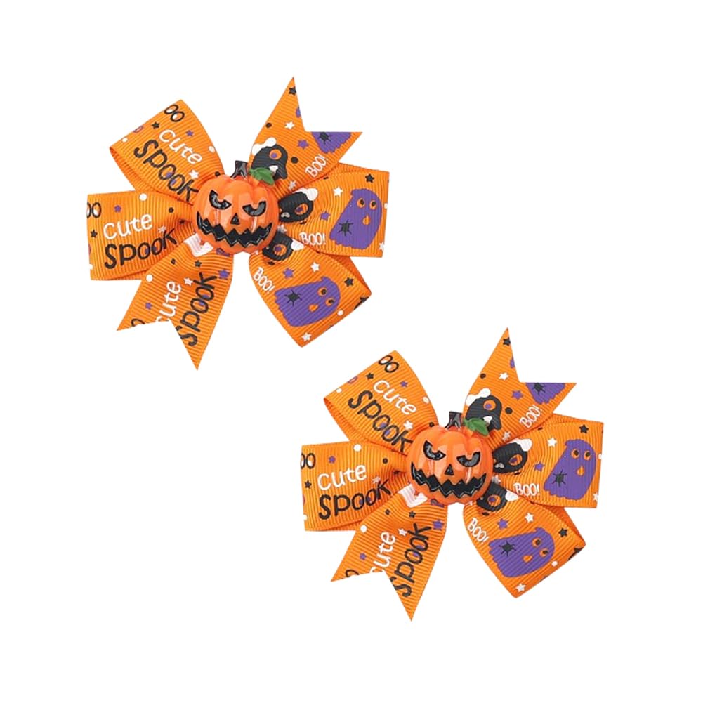 Lofruiin pumpkin-orange baby hair clips set, ready for cute Halloween hairstyles and secure holds.