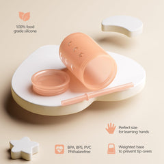 Login Life Sippy Cup coral lid opens and closes smoothly for parents.