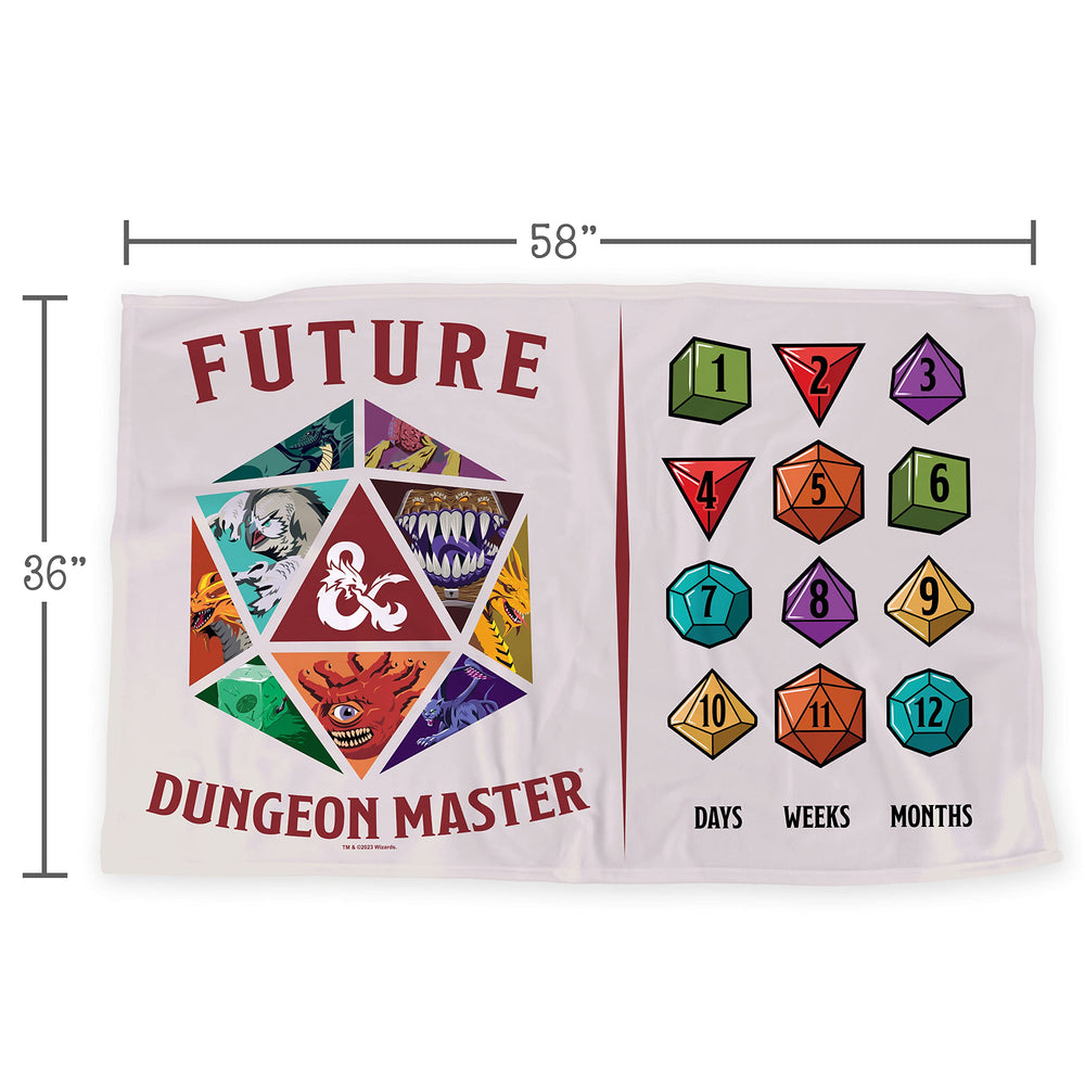 LOGOVISION D&D game iconography milestone blanket in a themed baby shoot