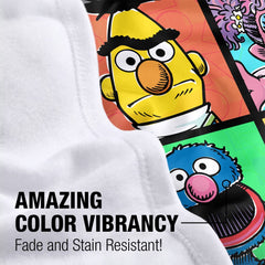 LOGOVISION Sesame Street hand-drawn squares add playful design for naps and cuddles.