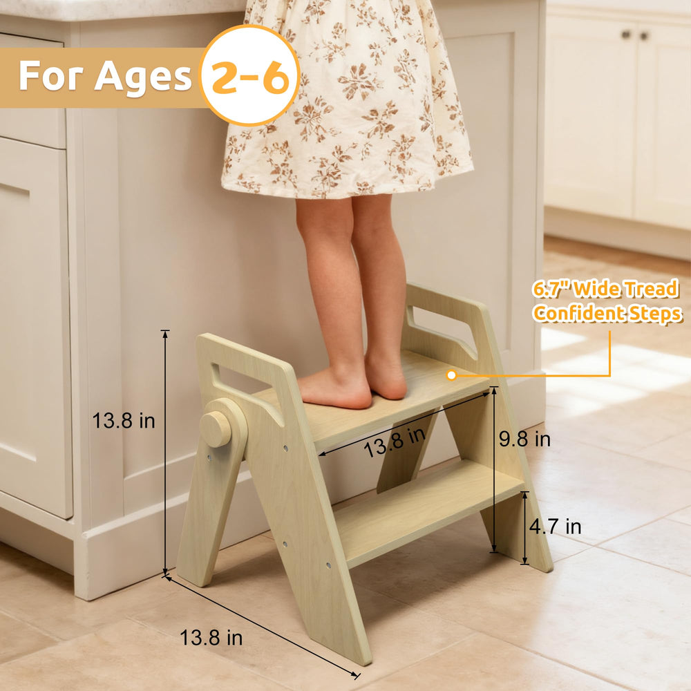 LOHASOK independence-boosting stool helps kids reach sinks and shelves confidently.