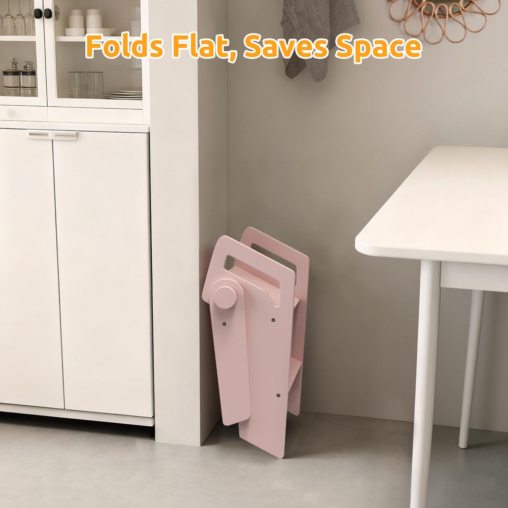 LOHASOK wooden 2-step stool embedded steps minimize wobble during daily use.