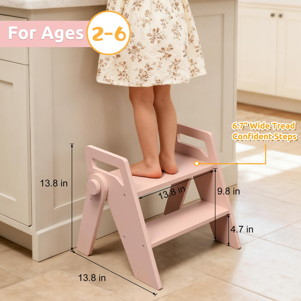 LOHASOK wooden 2-step stool finished with non-toxic water-based paint.