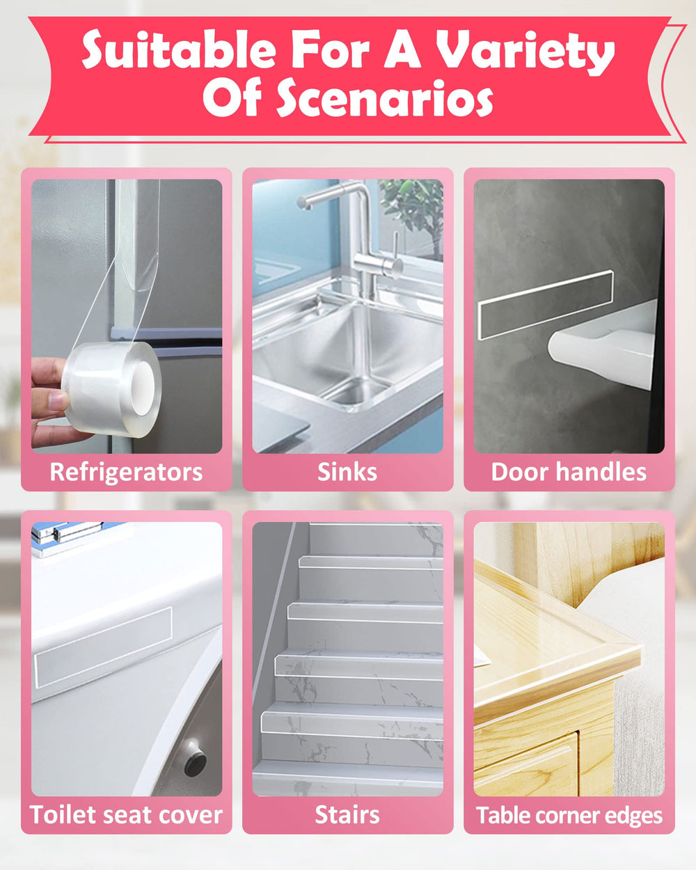 Loiion edge guard on drawers helps prevent bumped fingers.