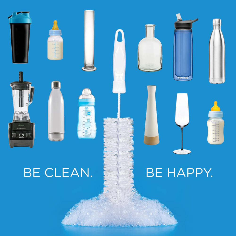 LOLA bottle brush cleaner hang hole and dishwasher safe for easy storage