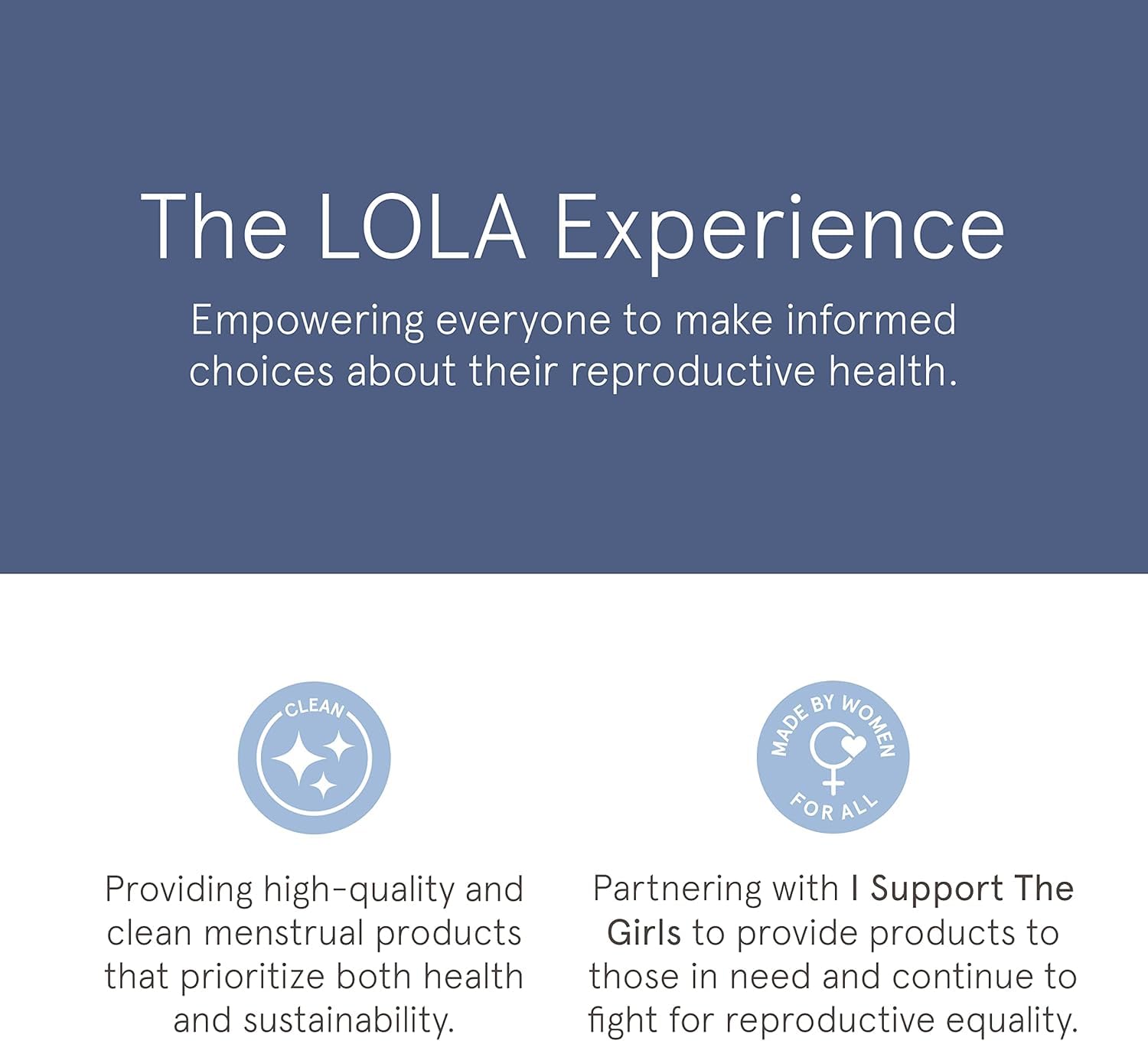 LOLA brand mission and nonprofit partnerships messaging