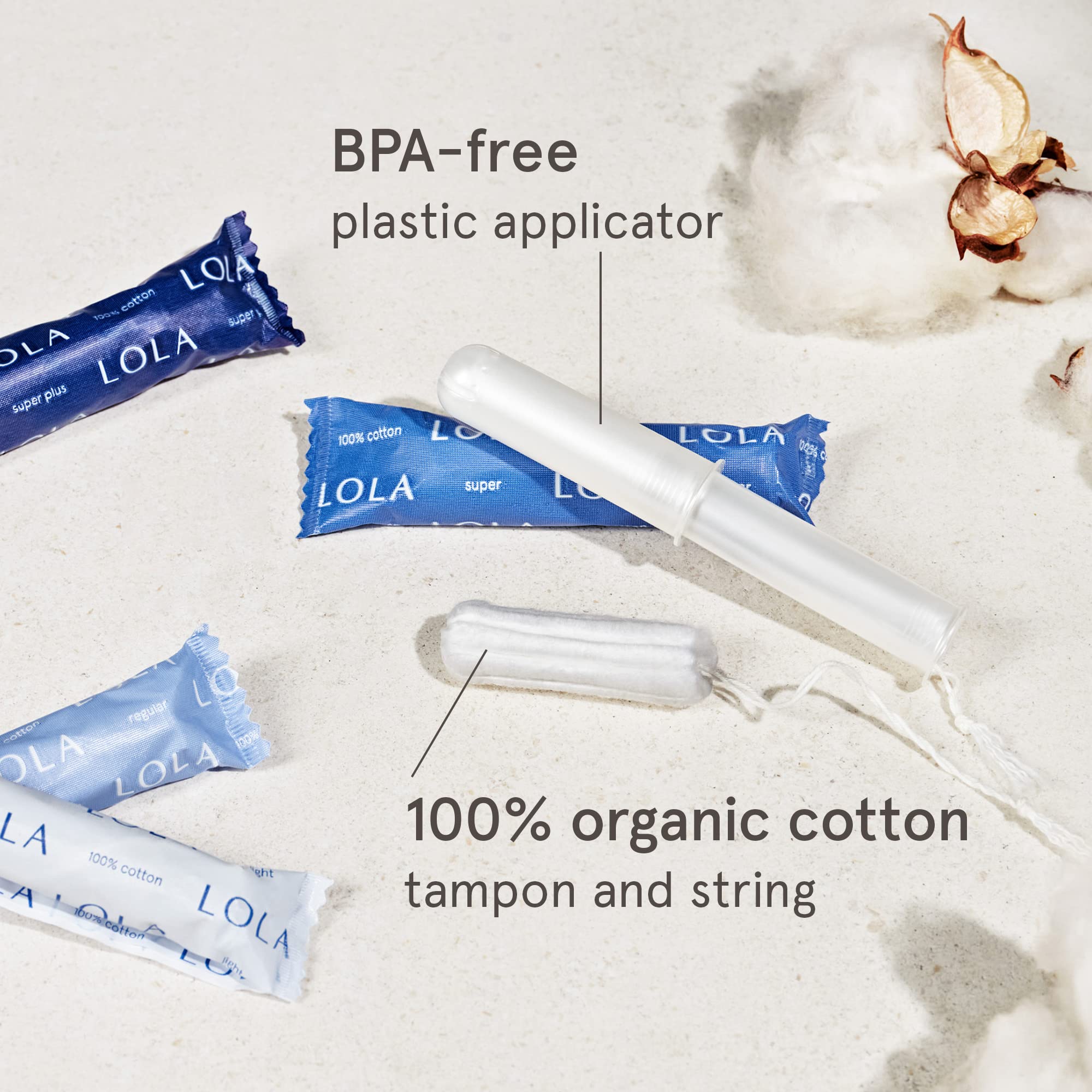 LOLA compact BPA-free applicator used with tampons