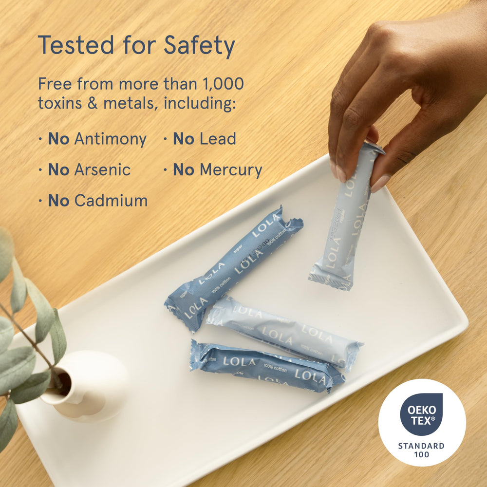 LOLA organic cotton tampons provide reliable protection for daily wear.