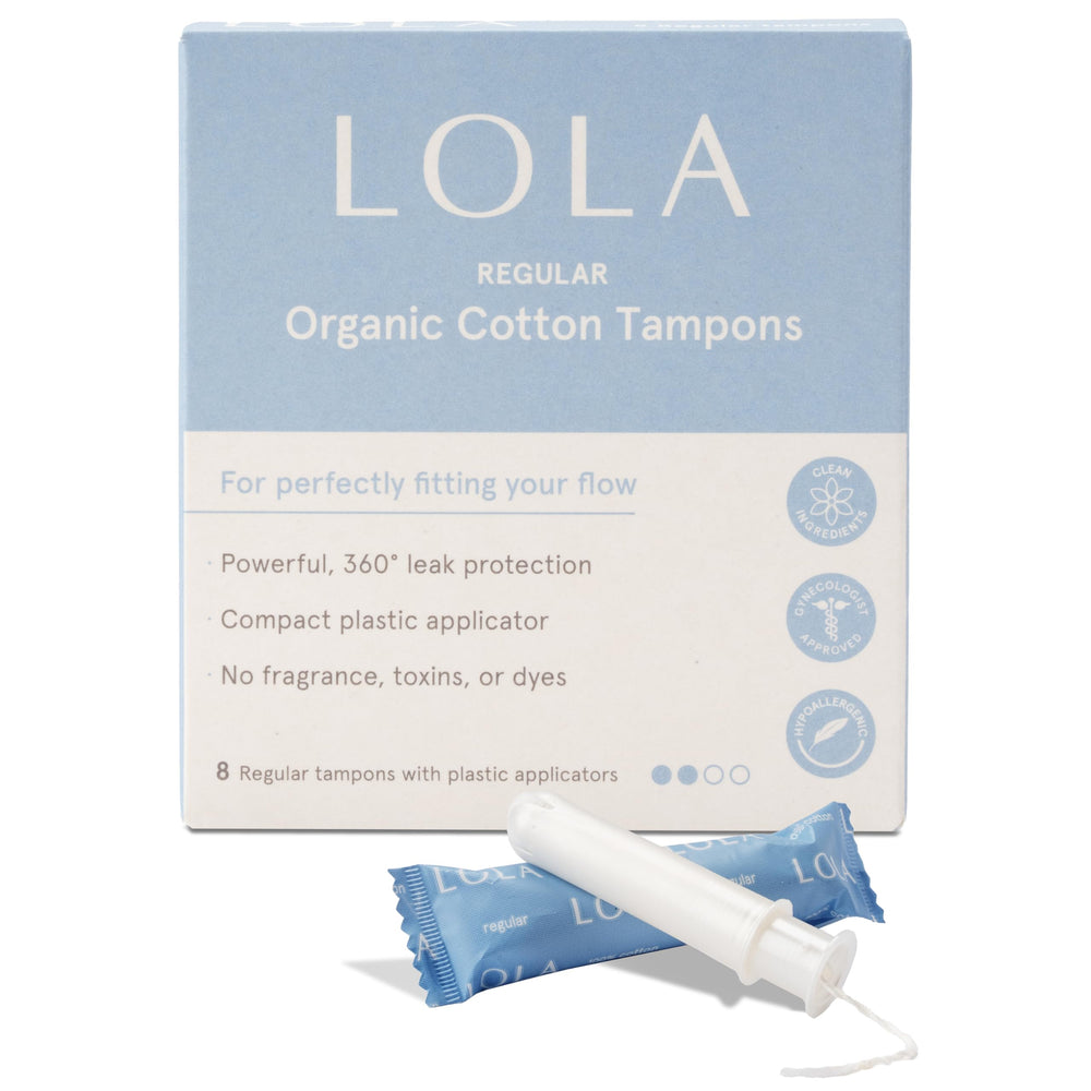 LOLA organic cotton tampons in package, highlighting natural materials and daily protection.