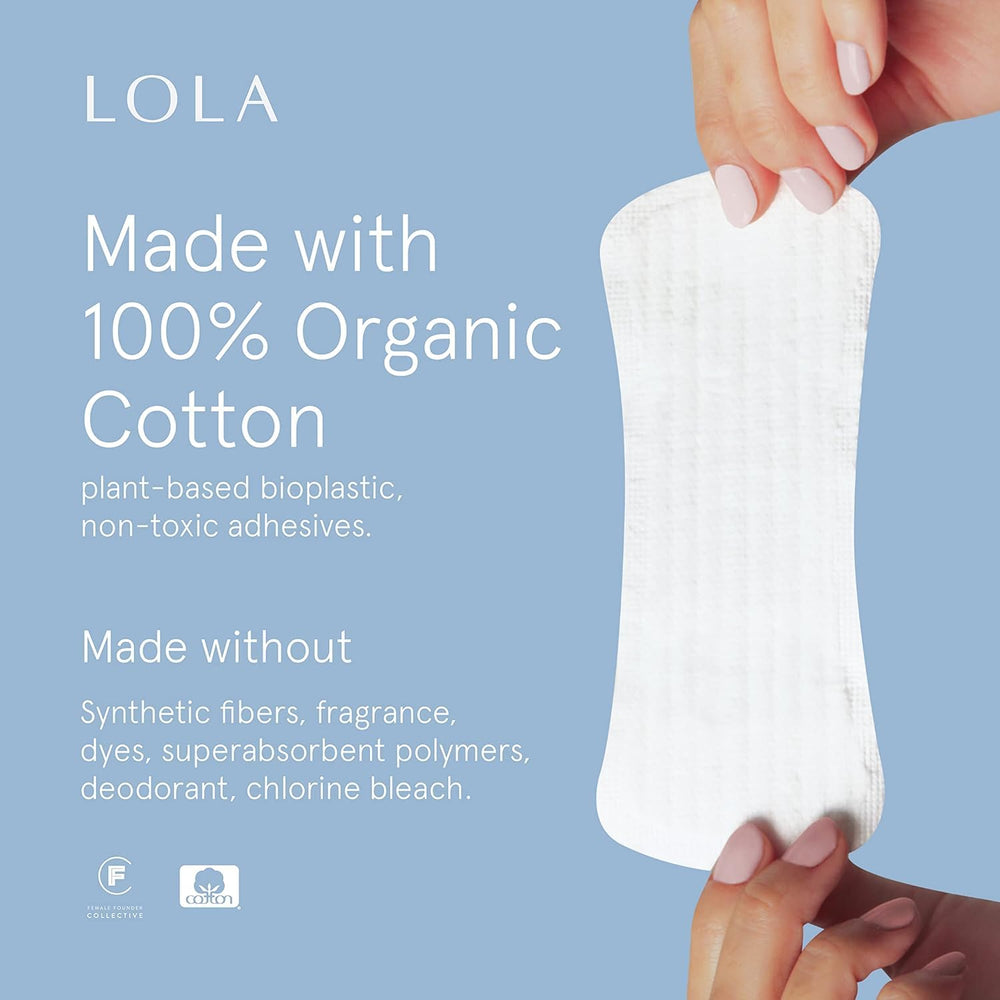 LOLA Panty Liners hypoallergenic unscented ideal for sensitive skin.