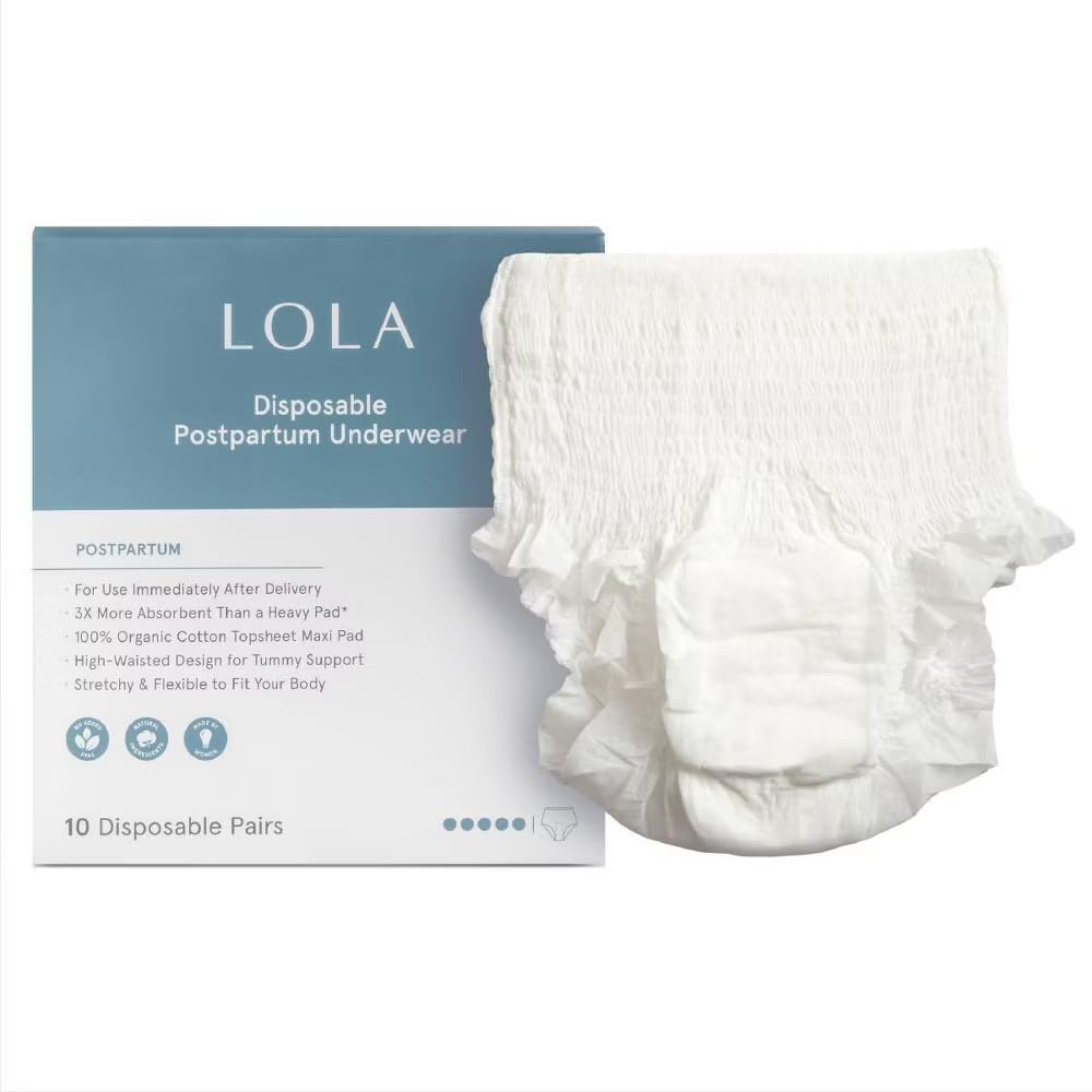 LOLA Postpartum Underwear with organic cotton max absorbency for secure protection
