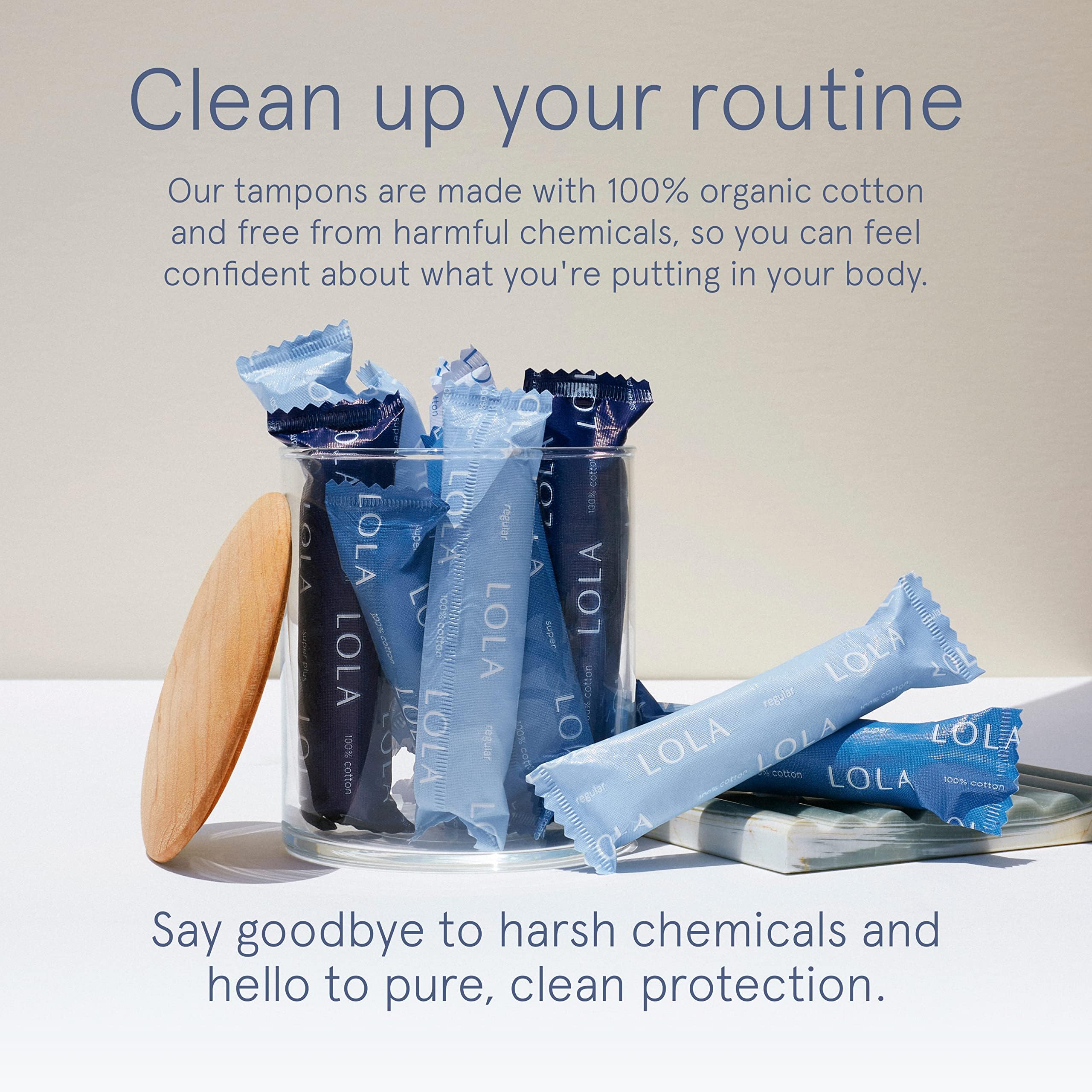 LOLA super absorbency tampon designed for heavier flow days