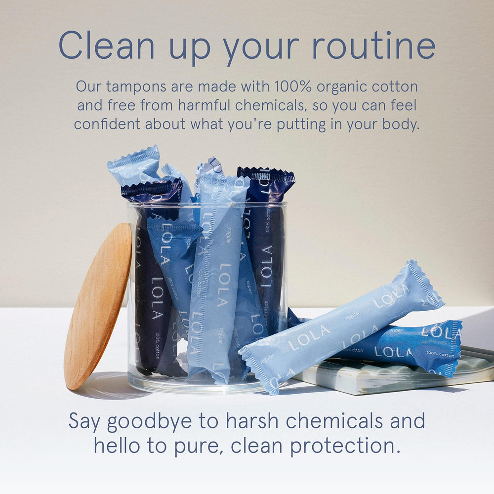LOLA super absorbency tampon designed for heavier flow days
