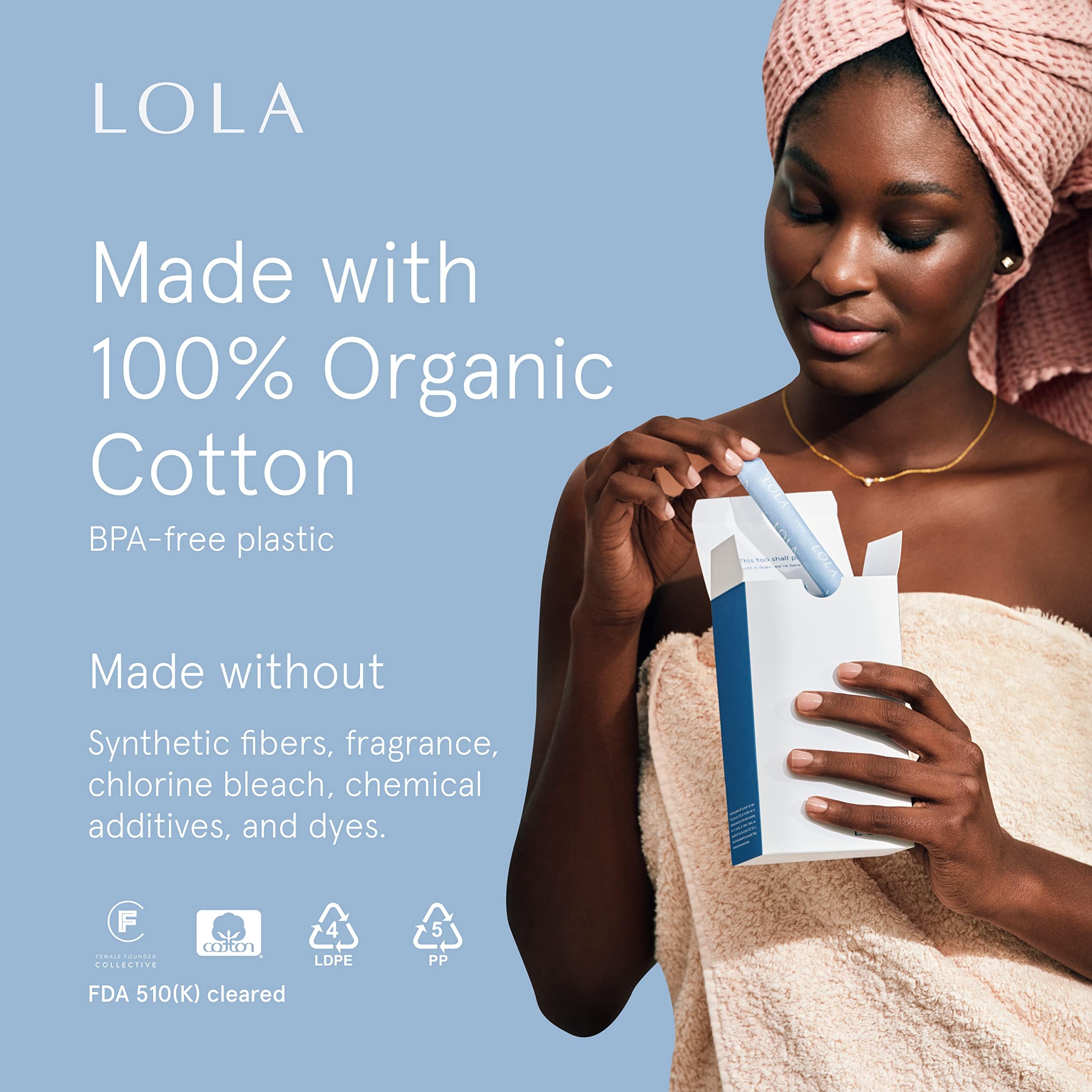 LOLA compact plastic applicator tampon ready for smooth insertion