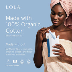 LOLA compact plastic applicator tampon ready for smooth insertion