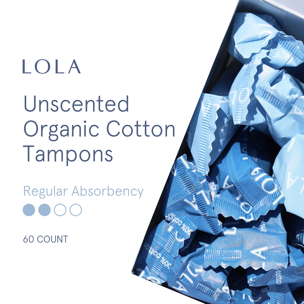 LOLA regular absorbency tampon shown for medium flow protection and comfort