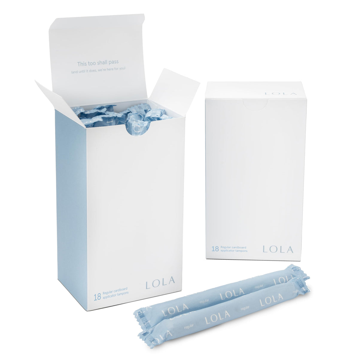LOLA regular tampon with cardboard applicator in a 36-count box for daily protection