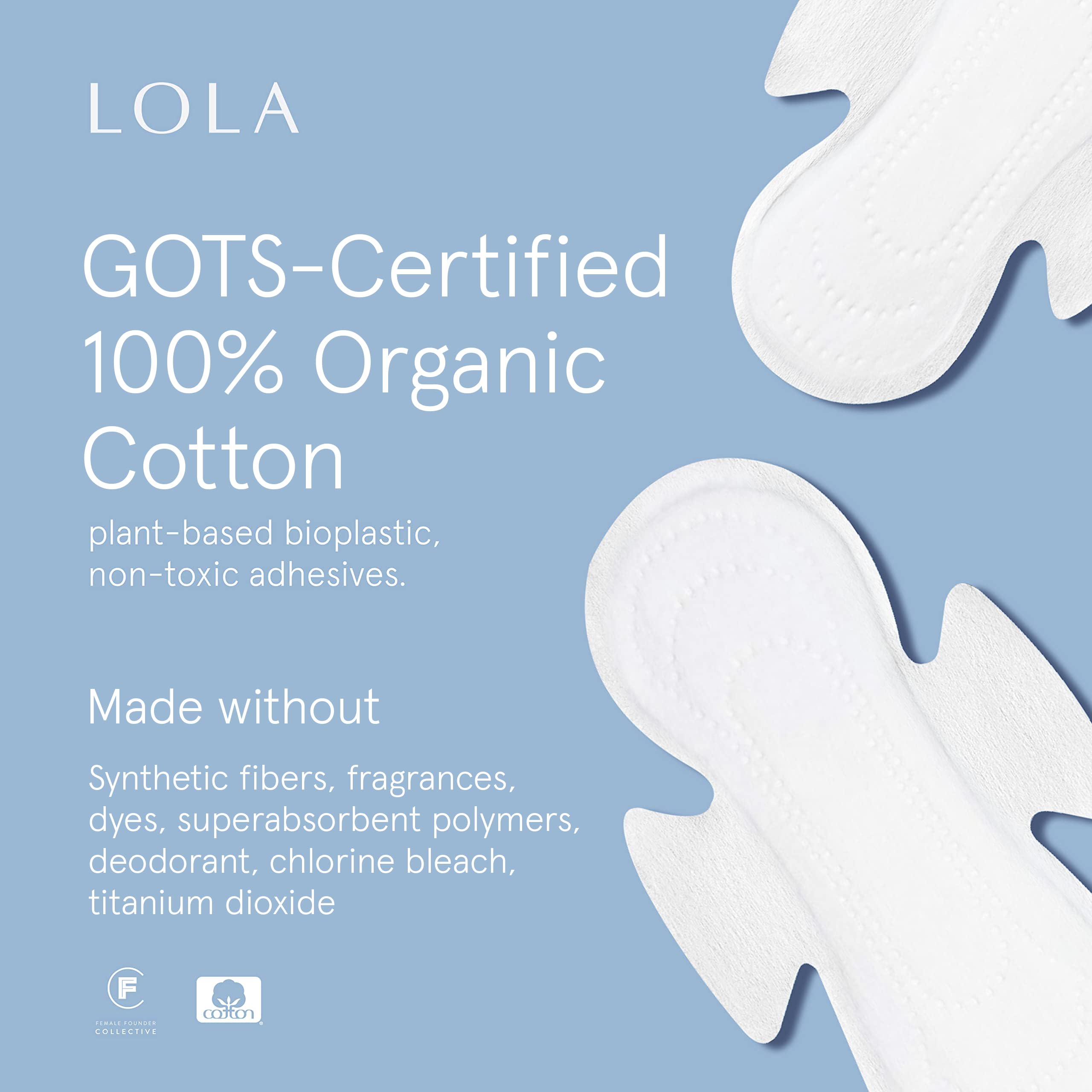 LOLA ultra-thin pads with wings offer discreet daily protection
