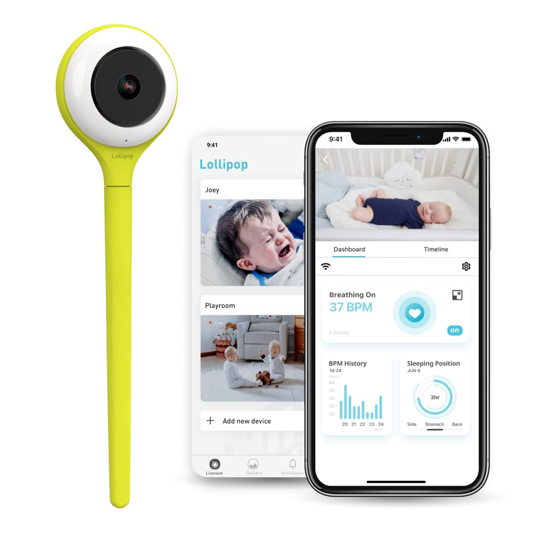 Lollipop Baby Monitor Pistachio live view shows crystal-clear 1080p video for real-time checks
