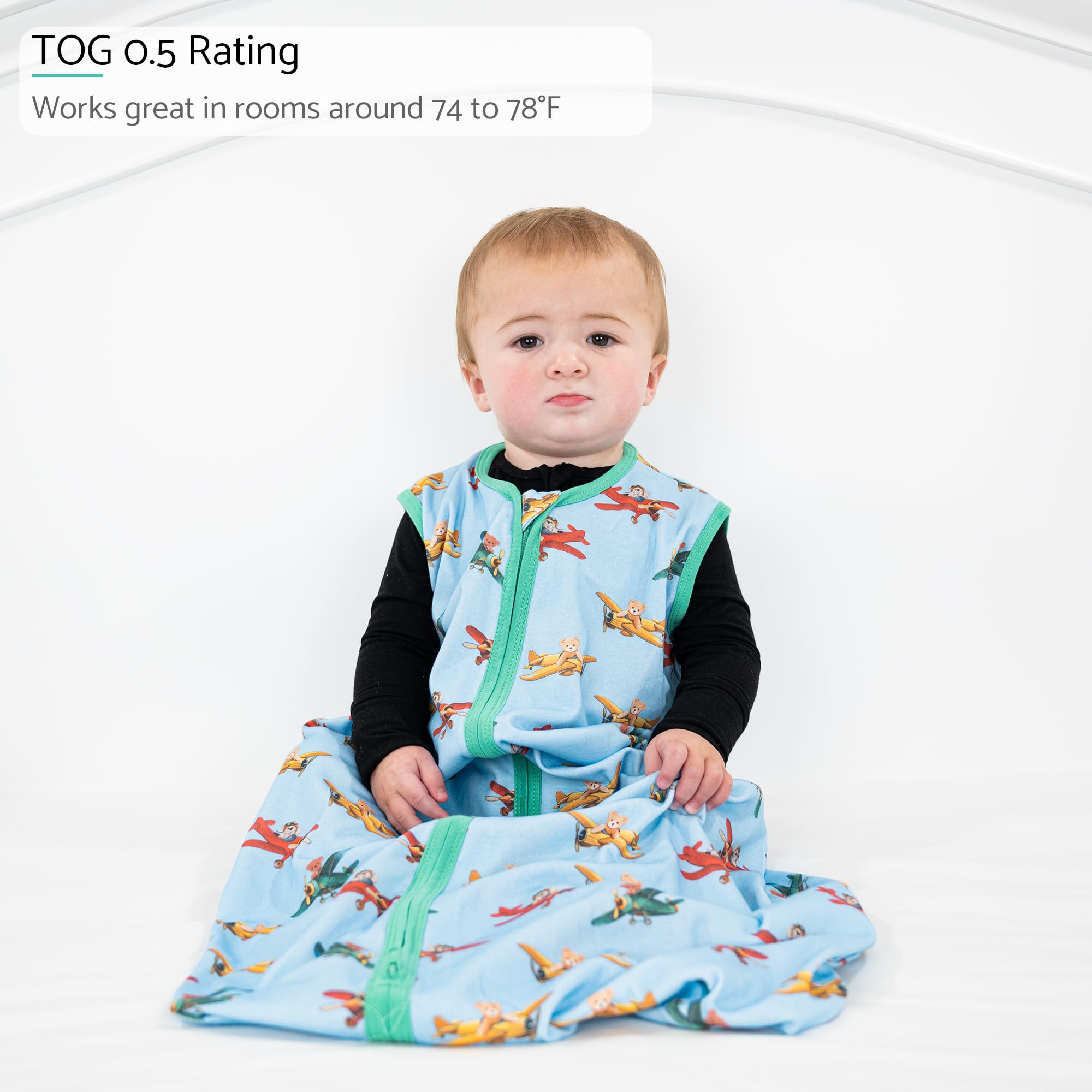 LollyBanks sleep sack featuring 2-way zipper for easy changes