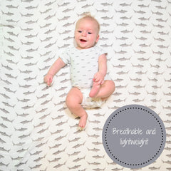 LollyBanks 47x47 inch swaddle demonstrates generous size for wrapping.