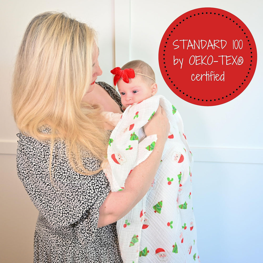 LollyBanks 47x47 swaddle size—ample wrap for newborn to toddler use.