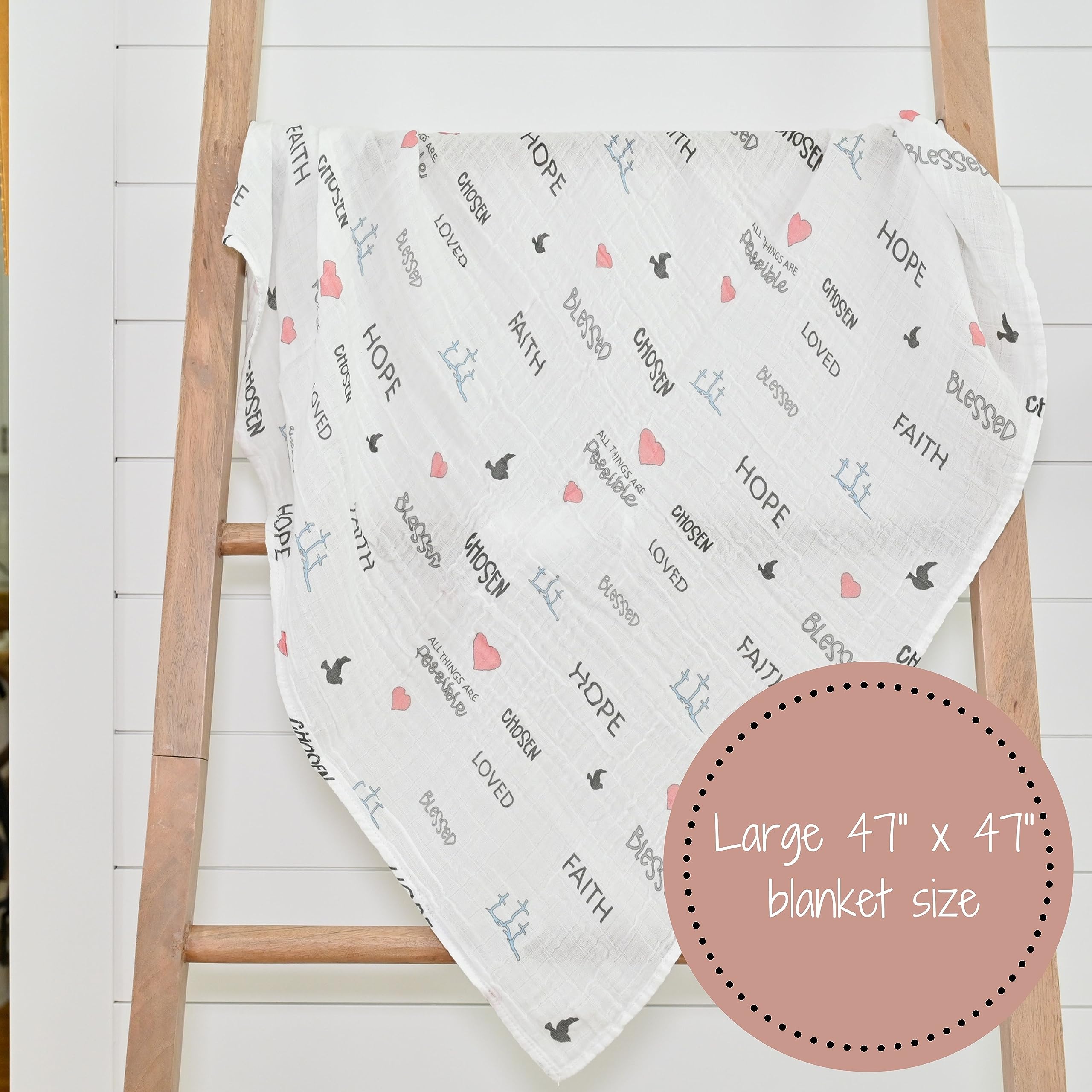 LollyBanks crib decor blanket showcasing inspirational print