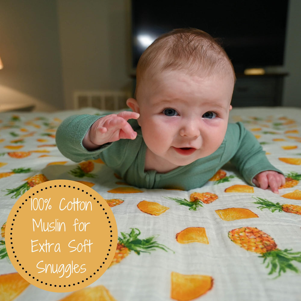 LollyBanks breathable muslin blanket for naps and nursing.